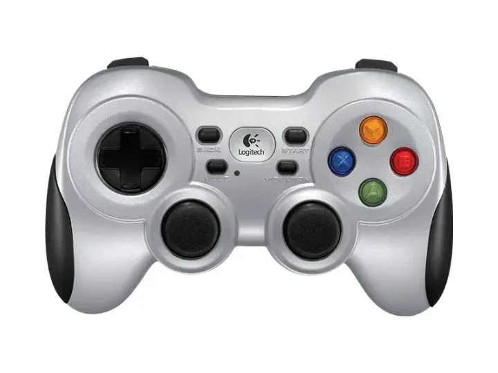 Logitech F710 wireless gamepad in silver and black
