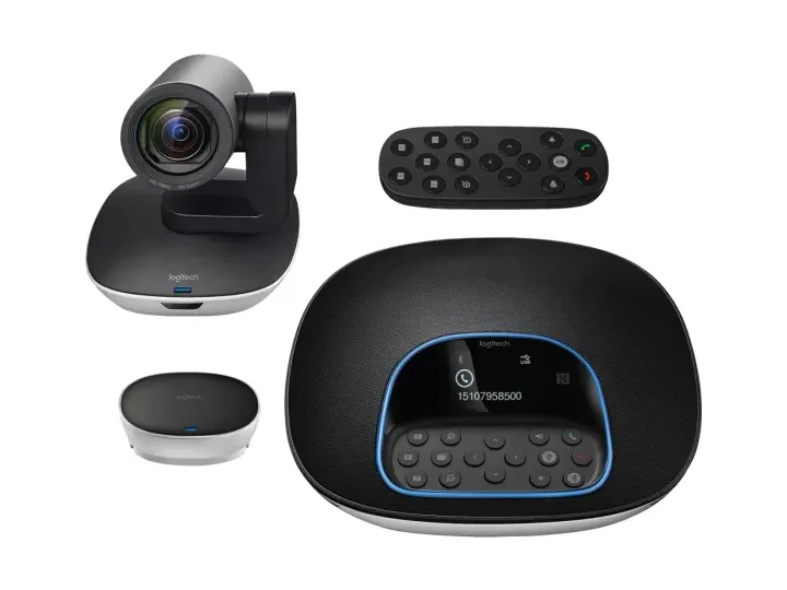 Logitech GROUP video conferencing system with camera, speakerphone and remote